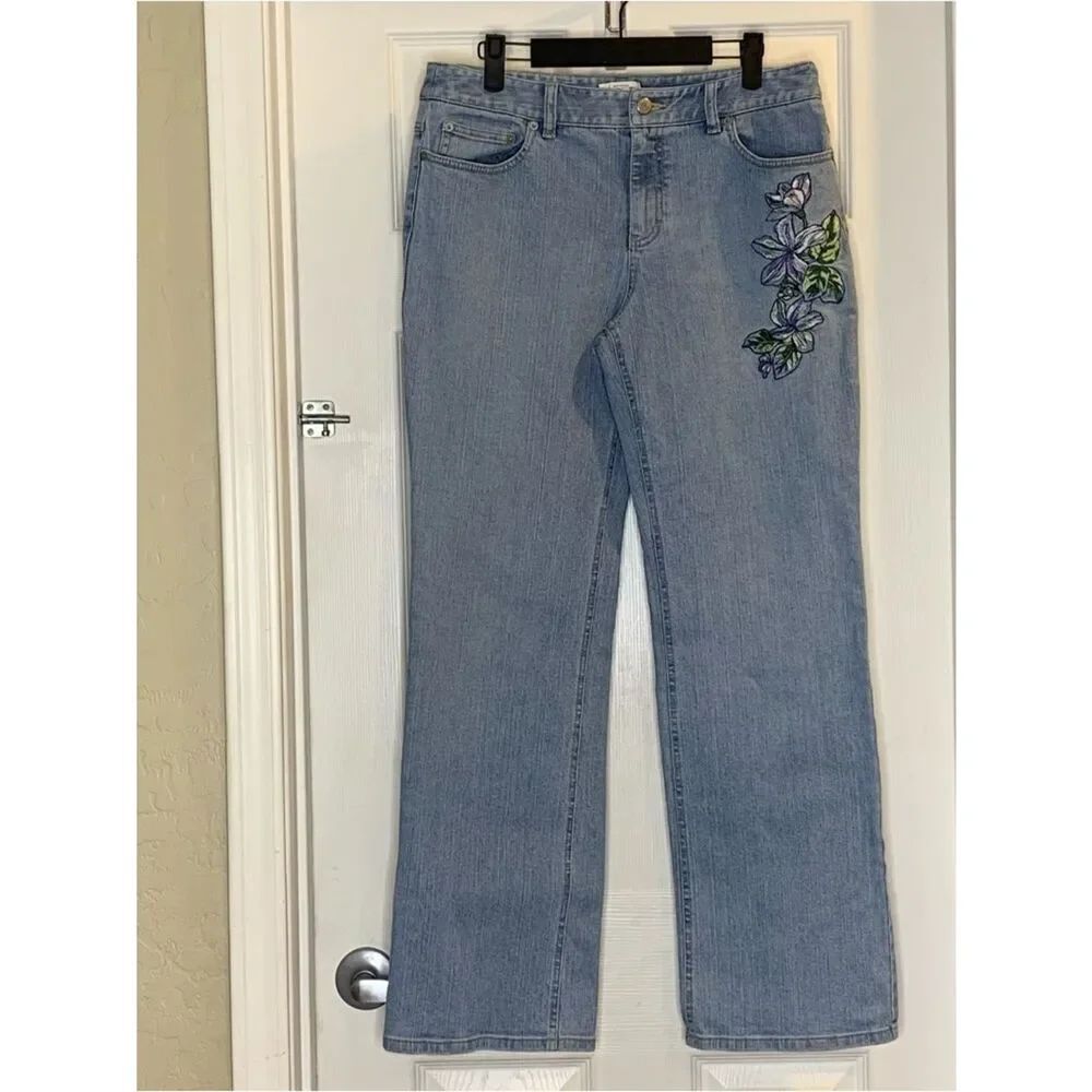 LOFT Floral Embroidery Jeans Size 10 Bootcut